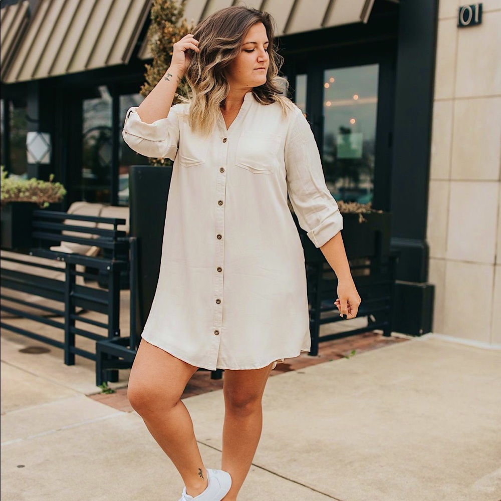 Mini Button Down T-Shirt Dress